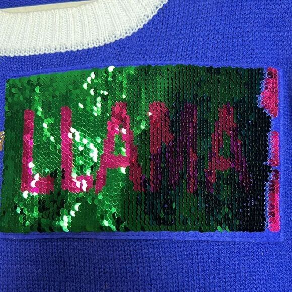 Joe boxer Blue Lama Holiday sequin ugly sweater -l - Picture 5 of 11